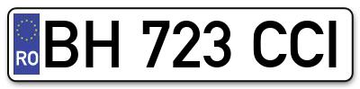 Placuta inmatriculare numar auto  BH-723-CCI, BH 723 CCI, BH723CCI