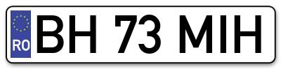 Placuta inmatriculare numar auto  BH-73-MIH, BH 73 MIH, BH73MIH