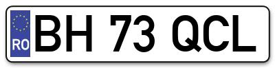 Placuta inmatriculare numar auto  BH-73-QCL, BH 73 QCL, BH73QCL