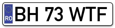 Placuta inmatriculare numar auto  BH-73-WTF, BH 73 WTF, BH73WTF
