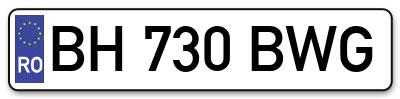Placuta inmatriculare numar auto  BH-730-BWG, BH 730 BWG, BH730BWG
