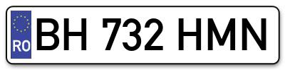 Placuta inmatriculare numar auto  BH-732-HMN, BH 732 HMN, BH732HMN