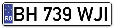 Placuta inmatriculare numar auto  BH-739-WJI, BH 739 WJI, BH739WJI