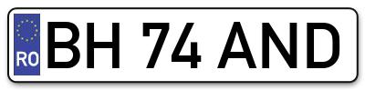 Placuta inmatriculare numar auto  BH-74-AND, BH 74 AND, BH74AND