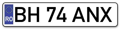 Placuta inmatriculare numar auto  BH-74-ANX, BH 74 ANX, BH74ANX