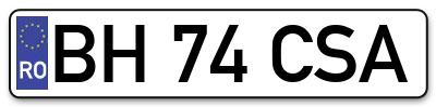 Placuta inmatriculare numar auto  BH-74-CSA, BH 74 CSA, BH74CSA