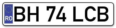 Placuta inmatriculare numar auto  BH-74-LCB, BH 74 LCB, BH74LCB
