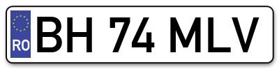 Placuta inmatriculare numar auto  BH-74-MLV, BH 74 MLV, BH74MLV