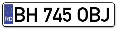 Placuta inmatriculare numar auto  BH-745-OBJ, BH 745 OBJ, BH745OBJ