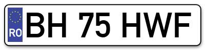Placuta inmatriculare numar auto  BH-75-HWF, BH 75 HWF, BH75HWF