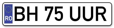 Placuta inmatriculare numar auto  BH-75-UUR, BH 75 UUR, BH75UUR
