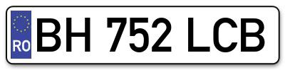 Placuta inmatriculare numar auto  BH-752-LCB, BH 752 LCB, BH752LCB