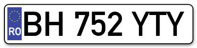 Placuta inmatriculare numar auto  BH-752-YTY, BH 752 YTY, BH752YTY