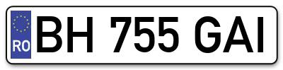 Placuta inmatriculare numar auto  BH-755-GAI, BH 755 GAI, BH755GAI