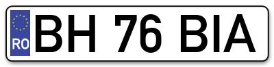 Placuta inmatriculare numar auto  BH-76-BIA, BH 76 BIA, BH76BIA