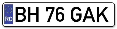 Placuta inmatriculare numar auto  BH-76-GAK, BH 76 GAK, BH76GAK