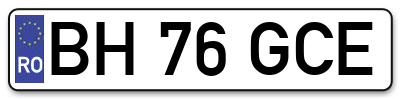Placuta inmatriculare numar auto  BH-76-GCE, BH 76 GCE, BH76GCE