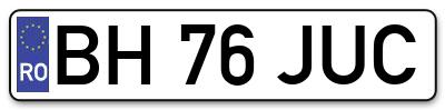 Placuta inmatriculare numar auto  BH-76-JUC, BH 76 JUC, BH76JUC