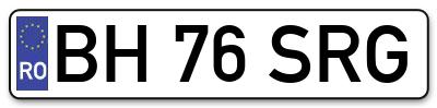 Placuta inmatriculare numar auto  BH-76-SRG, BH 76 SRG, BH76SRG