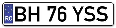 Placuta inmatriculare numar auto  BH-76-YSS, BH 76 YSS, BH76YSS