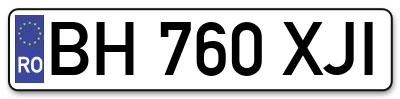 Placuta inmatriculare numar auto  BH-760-XJI, BH 760 XJI, BH760XJI