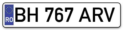 Placuta inmatriculare numar auto  BH-767-ARV, BH 767 ARV, BH767ARV