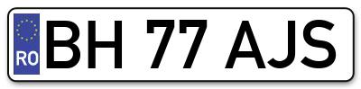 Placuta inmatriculare numar auto  BH-77-AJS, BH 77 AJS, BH77AJS