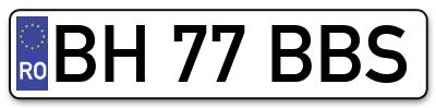 Placuta inmatriculare numar auto  BH-77-BBS, BH 77 BBS, BH77BBS