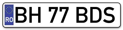 Placuta inmatriculare numar auto  BH-77-BDS, BH 77 BDS, BH77BDS