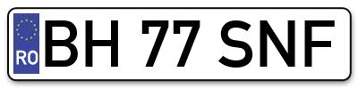 Placuta inmatriculare numar auto  BH-77-SNF, BH 77 SNF, BH77SNF