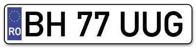 Placuta inmatriculare numar auto  BH-77-UUG, BH 77 UUG, BH77UUG