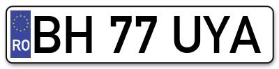 Placuta inmatriculare numar auto  BH-77-UYA, BH 77 UYA, BH77UYA