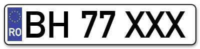 Placuta inmatriculare numar auto  BH-77-XXX, BH 77 XXX, BH77XXX