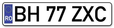 Placuta inmatriculare numar auto  BH-77-ZXC, BH 77 ZXC, BH77ZXC