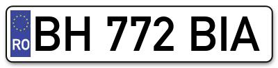 Placuta inmatriculare numar auto  BH-772-BIA, BH 772 BIA, BH772BIA