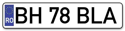 Placuta inmatriculare numar auto  BH-78-BLA, BH 78 BLA, BH78BLA