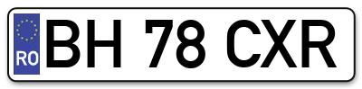 Placuta inmatriculare numar auto  BH-78-CXR, BH 78 CXR, BH78CXR