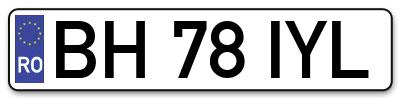 Placuta inmatriculare numar auto  BH-78-IYL, BH 78 IYL, BH78IYL