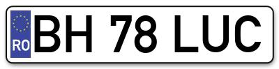 Placuta inmatriculare numar auto  BH-78-LUC, BH 78 LUC, BH78LUC