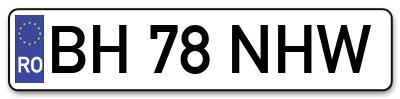 Placuta inmatriculare numar auto  BH-78-NHW, BH 78 NHW, BH78NHW