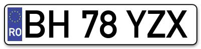 Placuta inmatriculare numar auto  BH-78-YZX, BH 78 YZX, BH78YZX