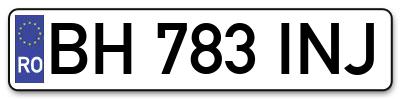 Placuta inmatriculare numar auto  BH-783-INJ, BH 783 INJ, BH783INJ