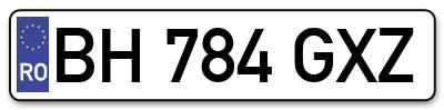 Placuta inmatriculare numar auto  BH-784-GXZ, BH 784 GXZ, BH784GXZ