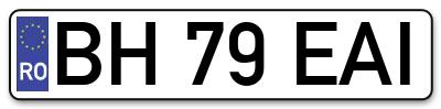 Placuta inmatriculare numar auto  BH-79-EAI, BH 79 EAI, BH79EAI