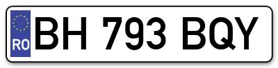 Placuta inmatriculare numar auto  BH-793-BQY, BH 793 BQY, BH793BQY