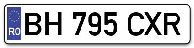 Placuta inmatriculare numar auto  BH-795-CXR, BH 795 CXR, BH795CXR