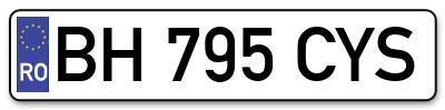 Placuta inmatriculare numar auto  BH-795-CYS, BH 795 CYS, BH795CYS