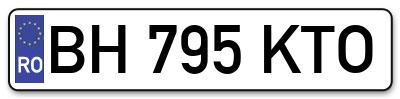 Placuta inmatriculare numar auto  BH-795-KTO, BH 795 KTO, BH795KTO
