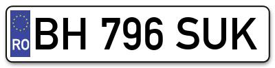 Placuta inmatriculare numar auto  BH-796-SUK, BH 796 SUK, BH796SUK