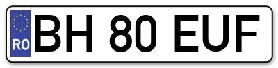 Placuta inmatriculare numar auto  BH-80-EUF, BH 80 EUF, BH80EUF